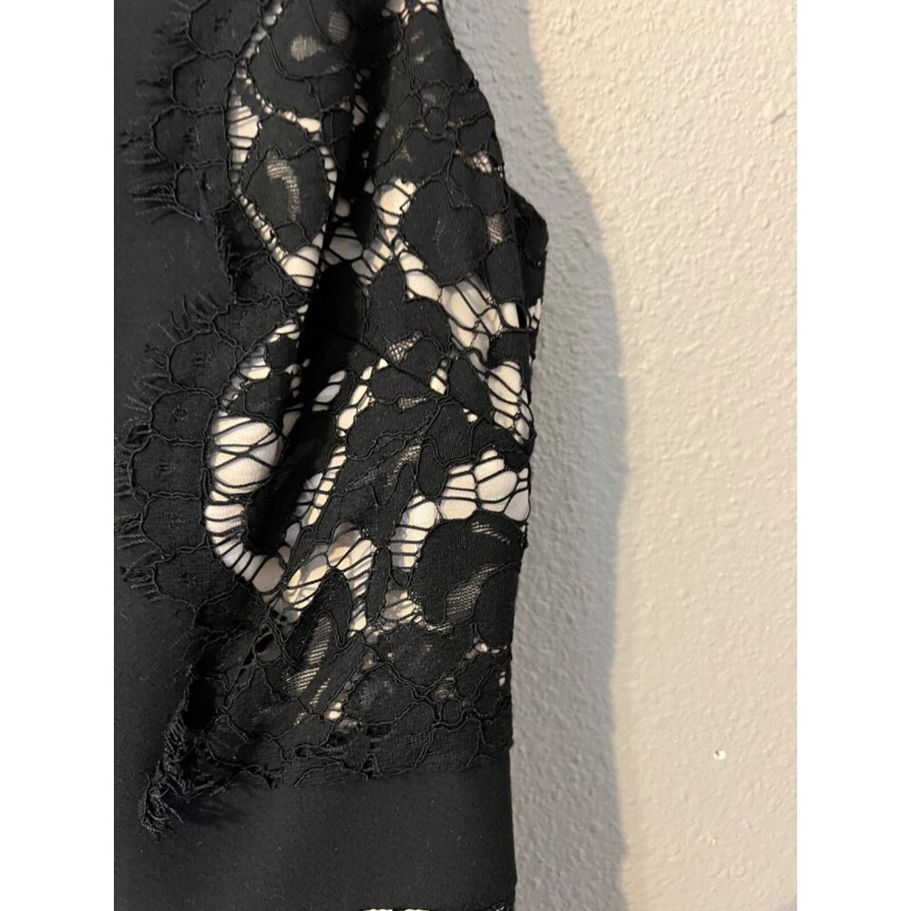 J Crew Sheath Dress 6 Black Lace Panel Trim Stretch Career Church Sleeveless - Picture 6 of 10